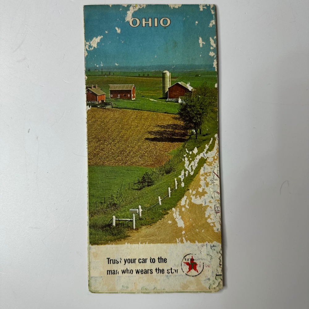 Vintage 1965 Texaco Ohio State Road Map Rand McNally Gas Station Travel Map